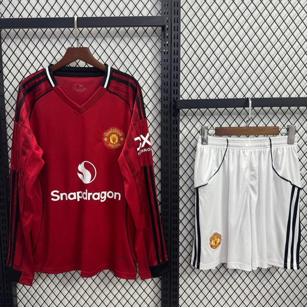 Maillot domicile Manchester United 25/26 pour adulte, manches longues, marque Le 12 -ème Maillot, maillot de football officiel.