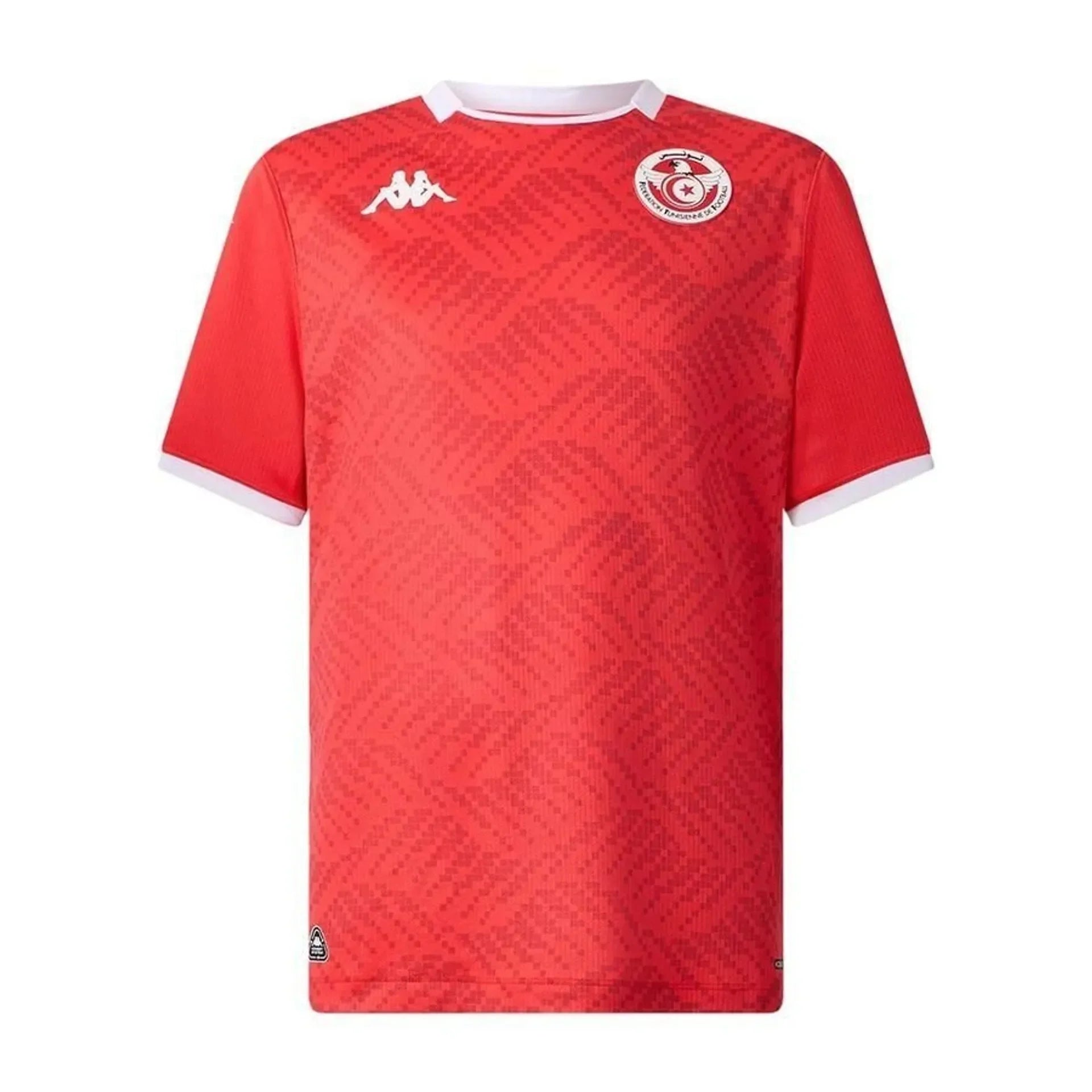 Maillot de football Tunisie CAN 2025-26, Le 12 -ème Maillot, vue front avec logo et détails en vert et rouge