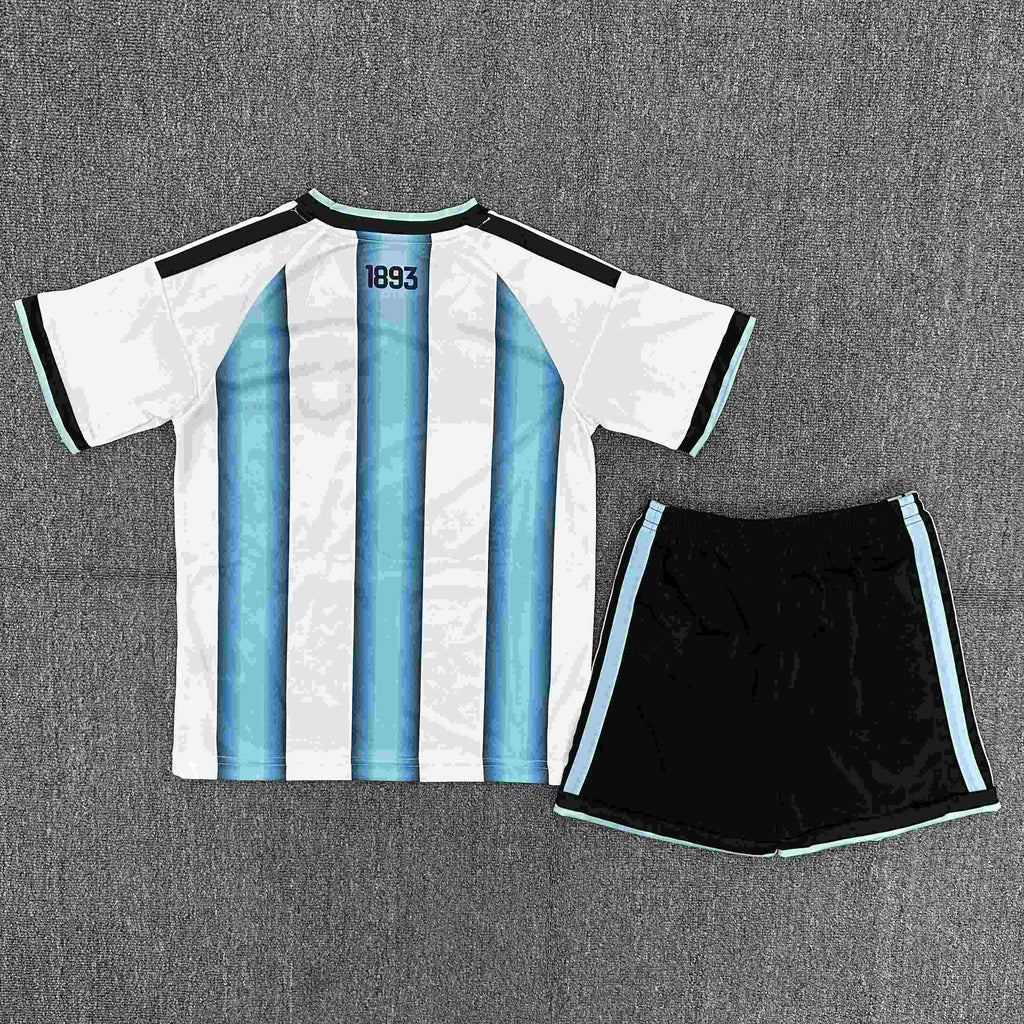 Ensemble enfant 25/26 ans, maillot domicile Argentine, marque Le 12 -ème Maillot, maillot de football pour jeunes.