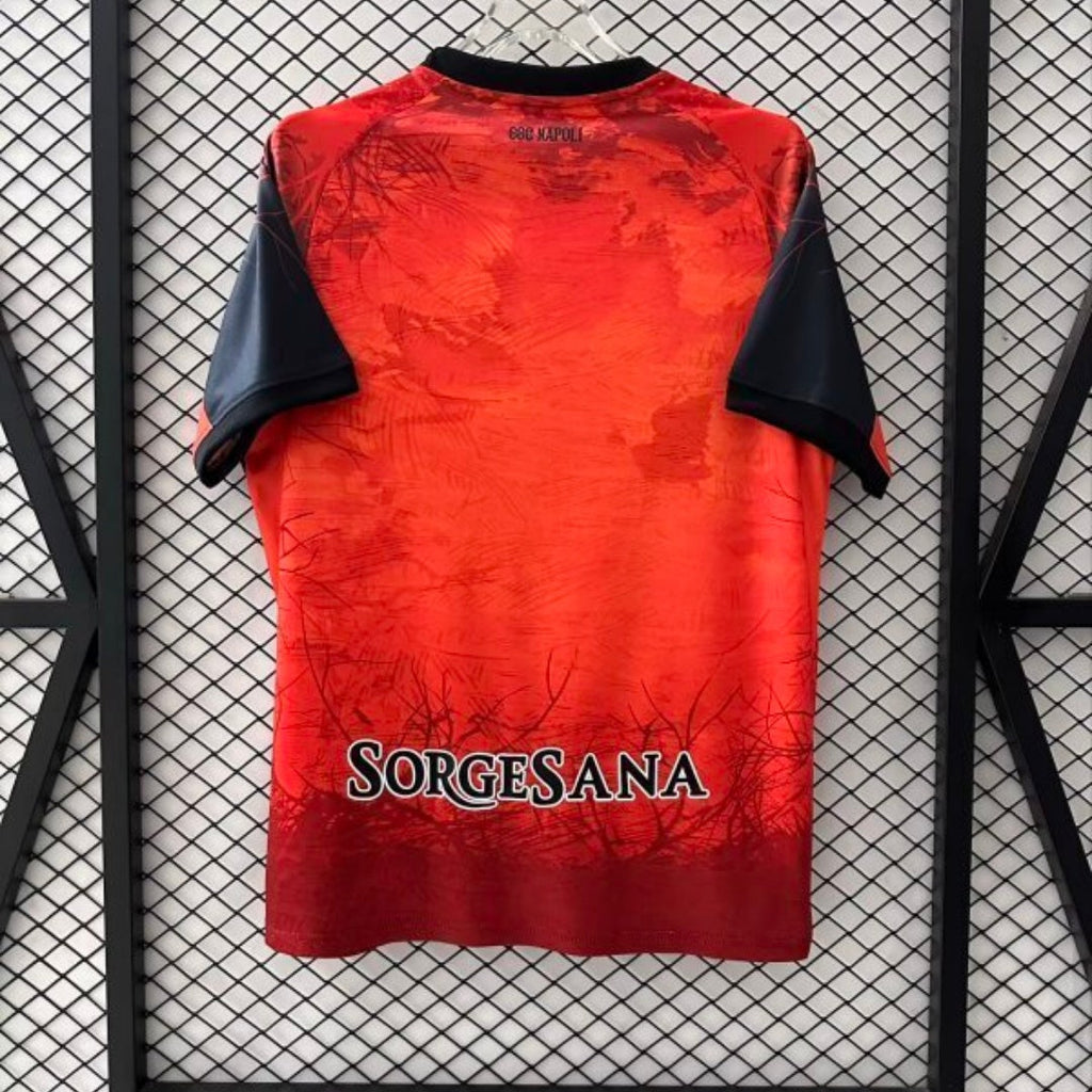 Maillot Naples Halloween rouge pour enfants, modèle 25/26 ans, de la marque Le 12 -ème Maillot, vue de face.