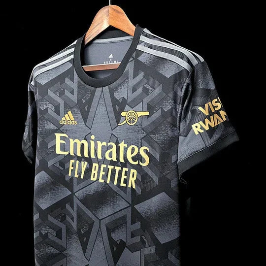 Maillot extérieur Arsenal 2022-2023 noir, marque Le 12 -ème Maillot, vue de face avec logo et détails du maillot.