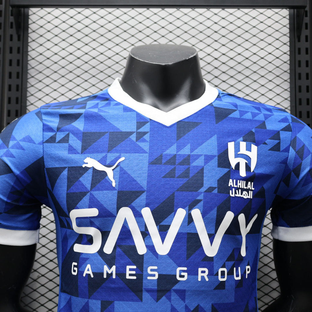 Maillot de football AL-Hilal 2024-25, maillot officiel de l'équipe, en bleu avec logo et détails du club Le 12-ème Maillot.