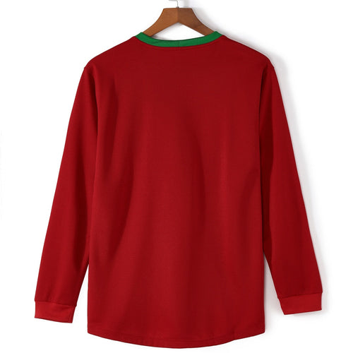 Maillot domicile rétro du Portugal 2012 à manches longues, marque Le 12 -ème Maillot, avec logo et détails sportifs.