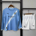Ensemble Manchester City domicile adulte, maillot à manches longues, marque Le 12 -ème Maillot, vue de face.