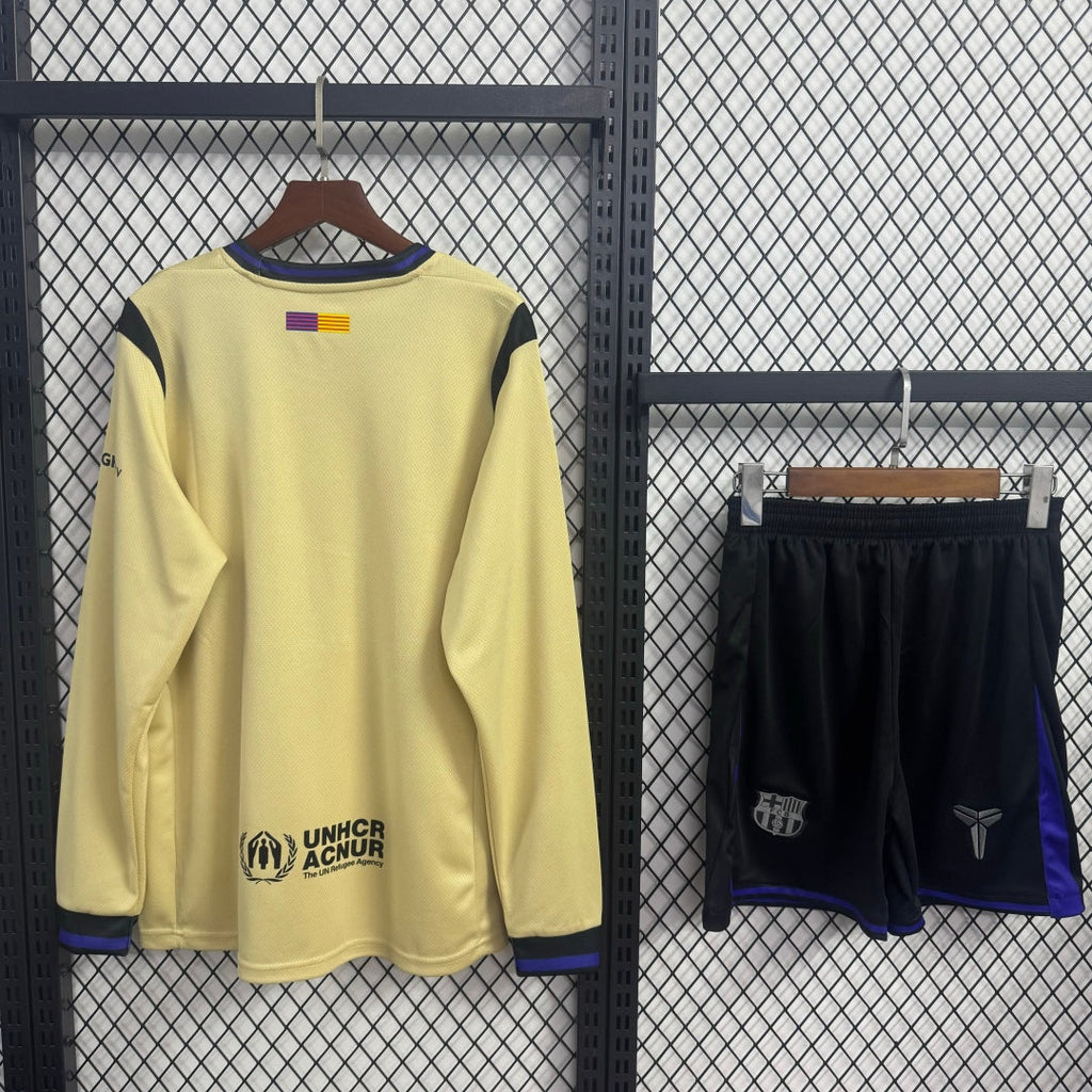 Ensemble de football pour adulte Le 12 -ème Maillot Barcelone Extérieur, manches longues, taille 25/26, bleu avec détails blancs.
