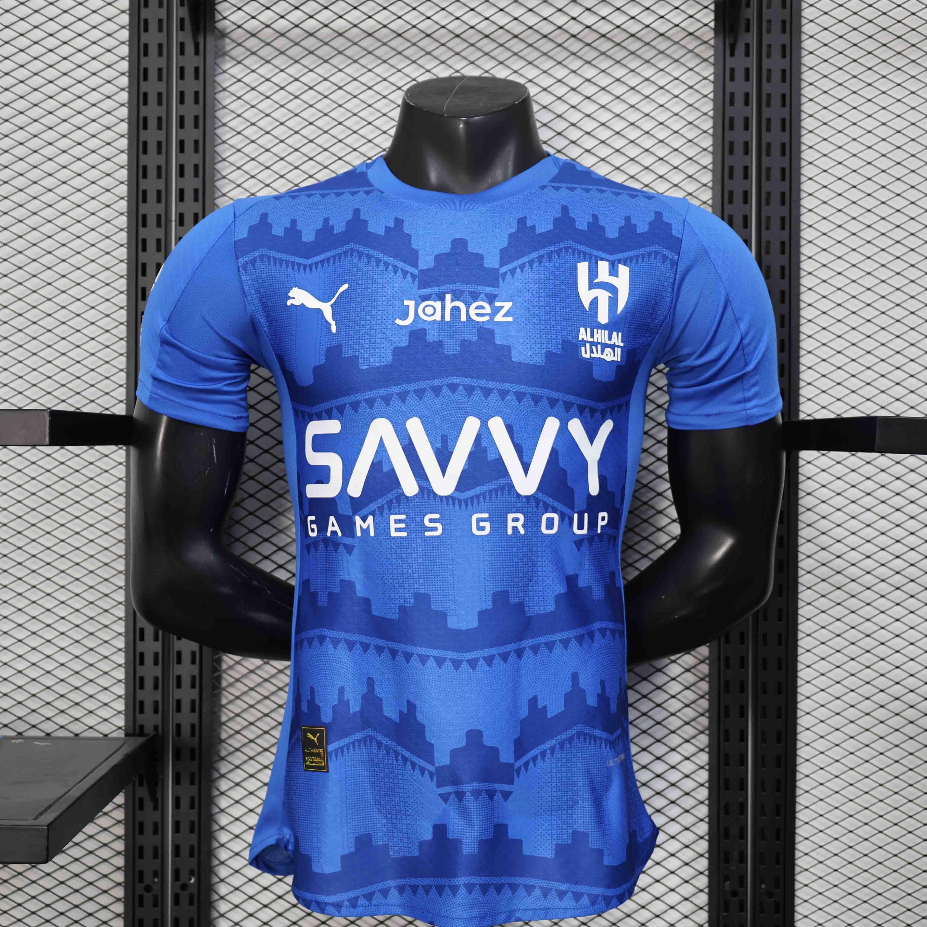Maillot de football Al Hilal 2025-26, jersey officiel de l'équipe, fabriqué par Le 12 -ème Maillot, vue de face.