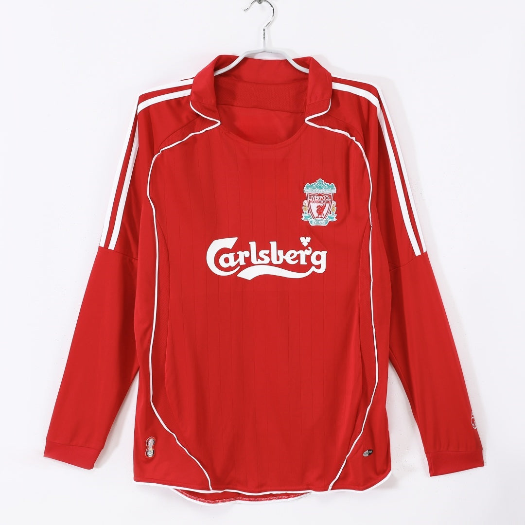 Maillot rétro domicile Liverpool 2006-2007 à manches longues, marque Le 12-ème Maillot, vue front avec logo et détails du maillot