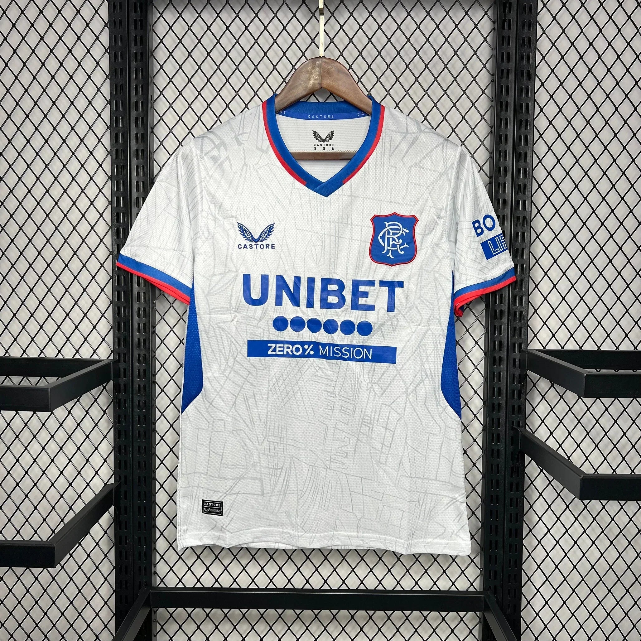 Maillot de football Rangers 2024-2025 de la marque Le 12-ème, vue de face avec logo et détails du design.