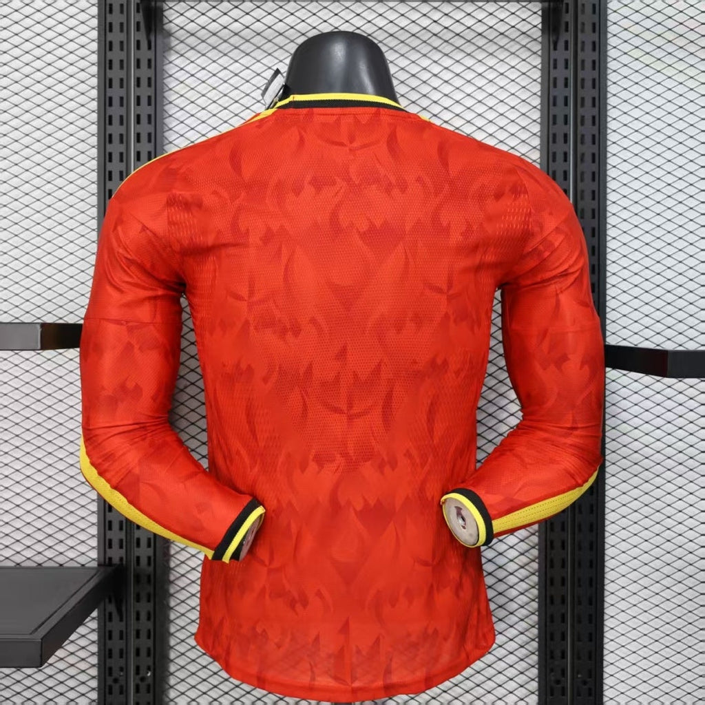 Maillot domicile Belgique 25/26 à manches longues, jersey de football Le 12 -ème Maillot, design officiel et logo national