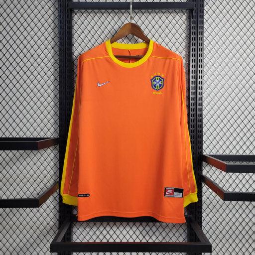 Maillot rétro de gardien de but 1998 Brésil à manches longues, marque Le 12 -ème Maillot, design vintage et coloré.