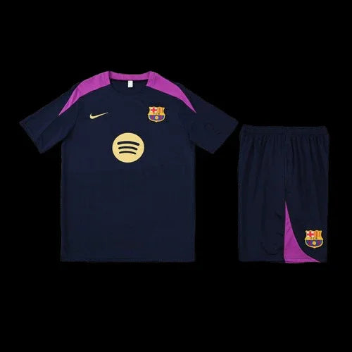 Ensemble Barcelone Le 12 -ème Maillot, maillot de football bleu avec détails rouges et jaunes, vue de face.