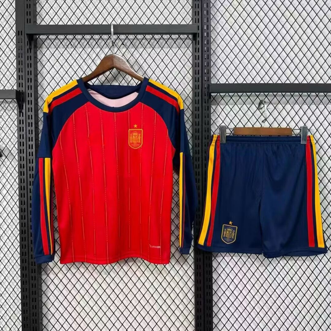 Maillot de football domicile Espagne 25/26, manches longues, pour homme, marque Le 12 -ème Maillot, vue front.