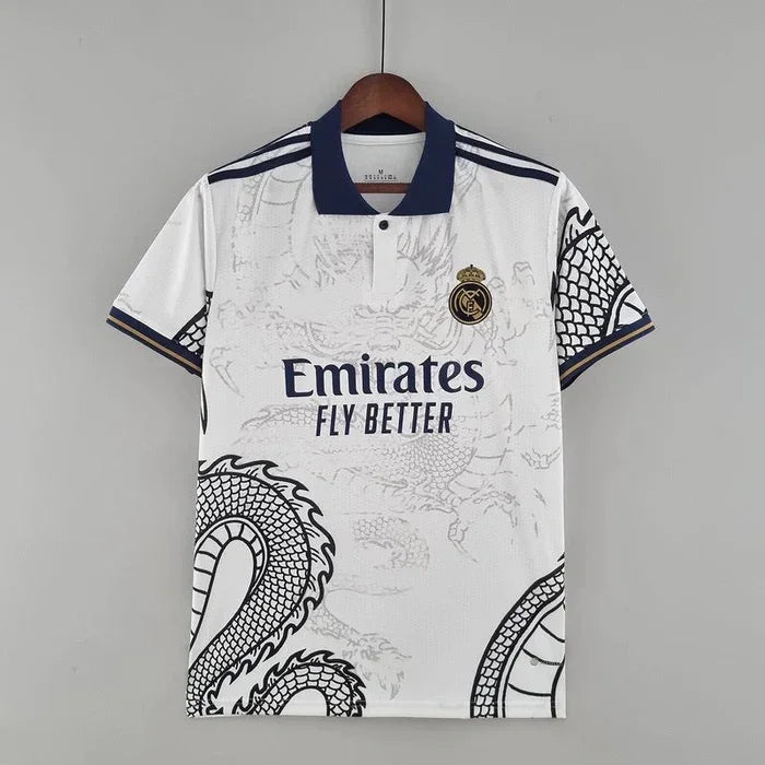 Maillot spécial Real Madrid 2023-2024 Le 12-ème Maillot avec dragon blanc, maillot de football édition saisonnelle.
