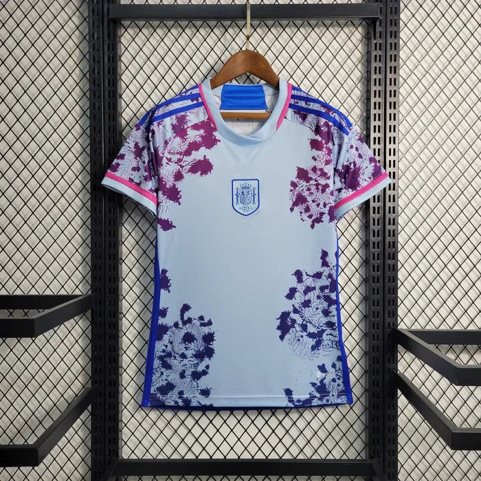 Maillot Espagne 2023-2024 coupe du monde féminine Le 12, maillot de football féminin avec design officiel et couleurs nationales.