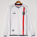 Maillot domicile rétro de l'Angleterre 2002, manches longues, marque Le 12 -ème Maillot, coloris blanc et rouge.