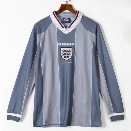 Maillot rétro de l'Angleterre 1996, maillot extérieur à manches longues, marque Le 12 -ème Maillot, vue de face.