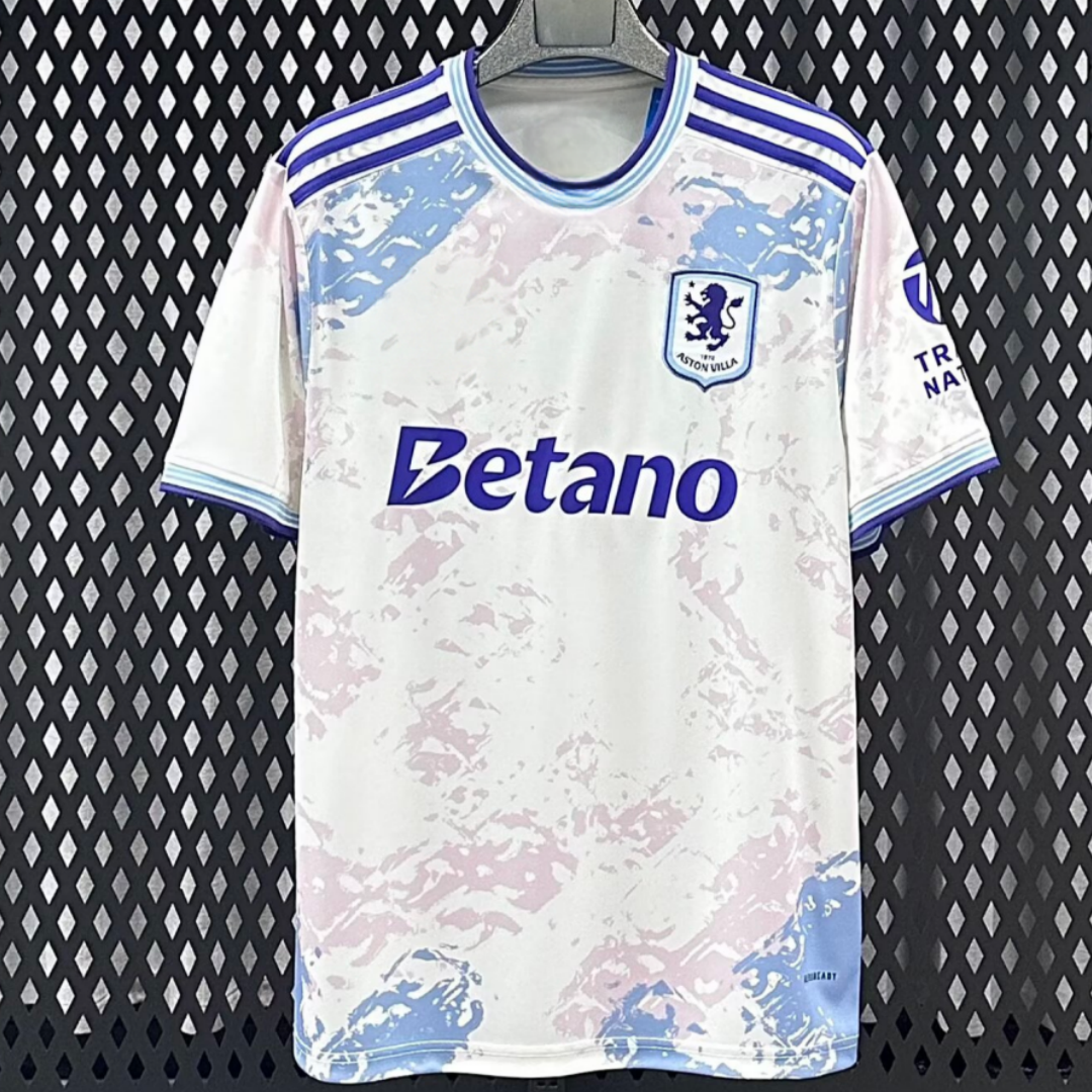 Maillot third Aston Villa 25/26 de la marque Le 12-ème Maillot, vue de face avec logo et détails en violet et orange