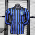 Maillot à manches longues de l'Inter Milan 2025-26, fabriqué par Le 12 -ème Maillot, avec logo et design officiel.
