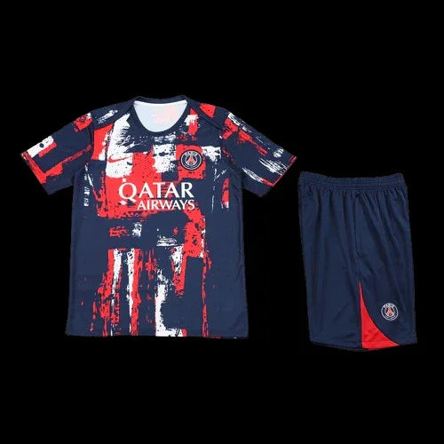 Ensemble PSG de Le 12 -ème Maillot, maillot de football avec logo et couleurs officielles, vue de face sur fond blanc