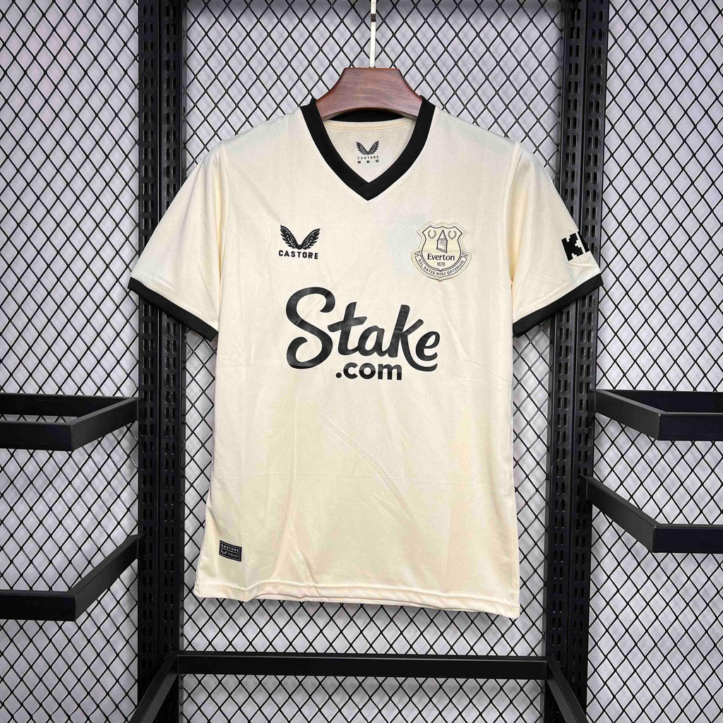 Maillot extérieur Everton 2024-25 de la marque Le 12-ème Maillot, vue frontale avec logo et détails du maillot.