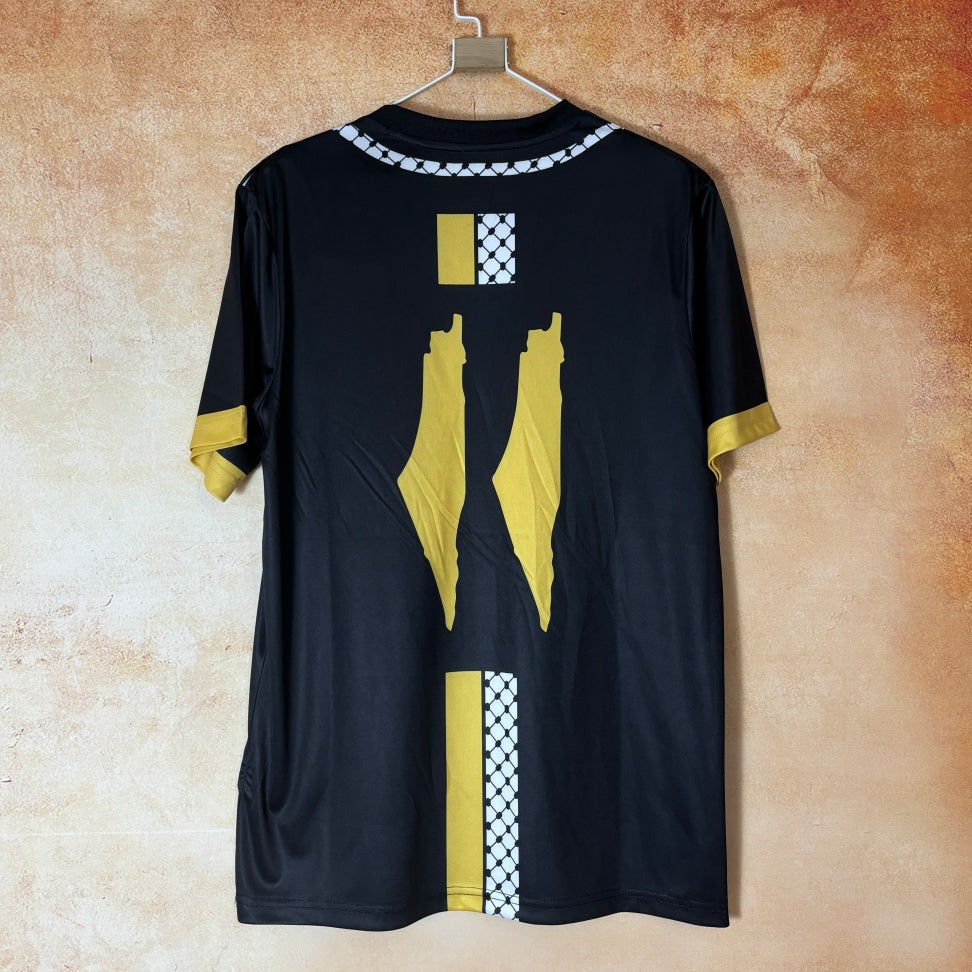 Maillot de football FC 24/25 Filastin noir, marque Le 12 -ème Maillot, design spécial A, vue de face.