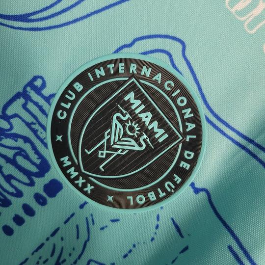 Maillot Inter Miami saison 2023-2024 édition spéciale, maillot de football Le 12 -ème Maillot, devant avec logo et détails.