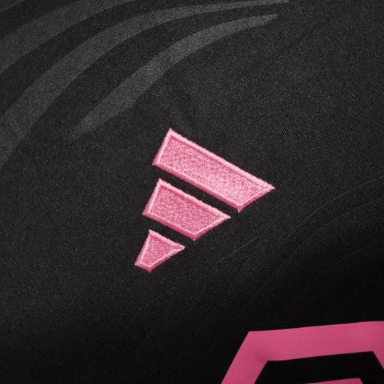 Maillot manches longues Inter Miami 2023 2024 Le 12 -ème Maillot, design bleu et rose, vue de face.