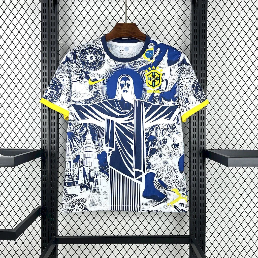 Maillot Brésil 2025-26 de la marque Le 12, vue de face avec détails du design et logo officiel.