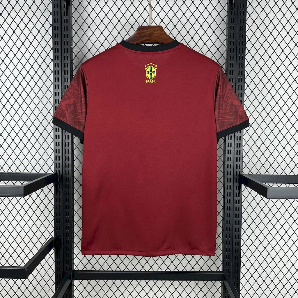 Maillot de football Brésil 2025-26, conçu par Le 12 -ème Maillot, vue frontale avec logo et design officiel.