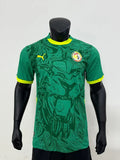 Maillot extérieur du Sénégal CAN 2025-26 de la marque Le 12, vue en gros plan avec logo et design coloré.
