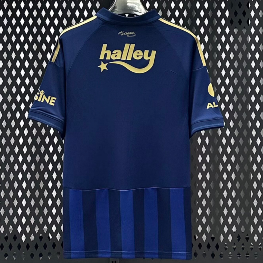 Maillot 25/26 Fenerbahce Third Le 12 -ème Maillot, maillot de football orange avec logo de l'équipe et détails en bleu et blanc