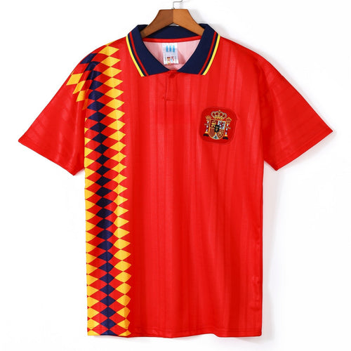 Maillot domicile de l'Espagne 1994-1995 rétro, marque Le 12 -ème Maillot, vue de face avec logo et détails du maillot.