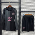 Ensemble de football extérieur pour adulte Inter Miami Le 12 -ème Maillot, manches longues, veste de sport en bleu et rose.