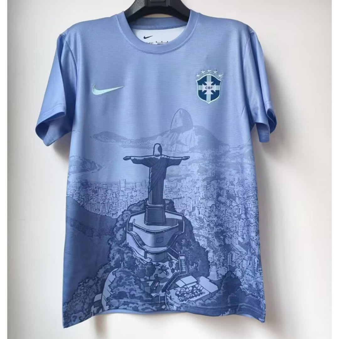 Maillot de football gris Brésil 2021 pour enfants, modèle 25/26, par Le 12 -ème Maillot, affichant le design officiel.