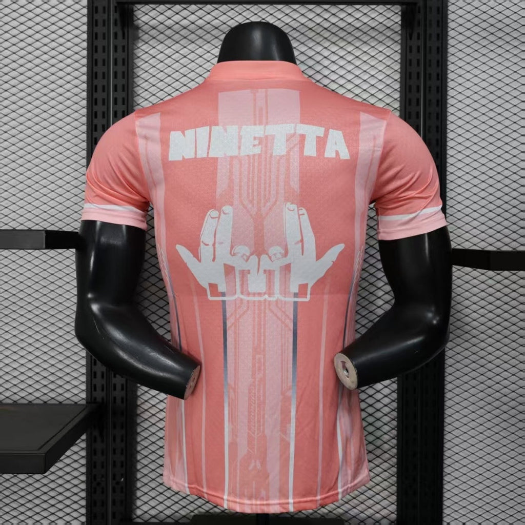 Maillot de football Le 12 -ème Maillot pour joueur Marseille 25/26, modèle spécial rose, vue frontale détaillée.