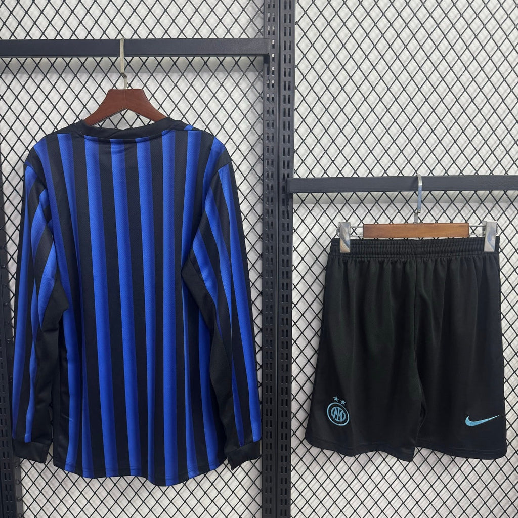 Ensemble de maillot domicile Inter Milan 25/26 pour homme, manches longues, marque Le 12 -ème Maillot, couleur bleu et noir.
