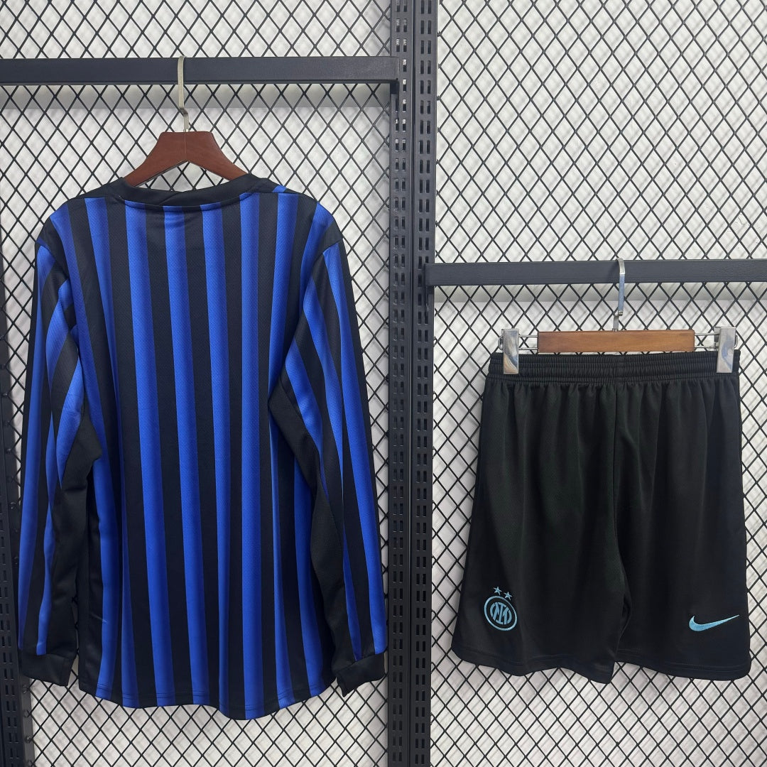 Ensemble de maillot domicile Inter Milan 25/26 pour homme, manches longues, marque Le 12 -ème Maillot, couleur bleu et noir.