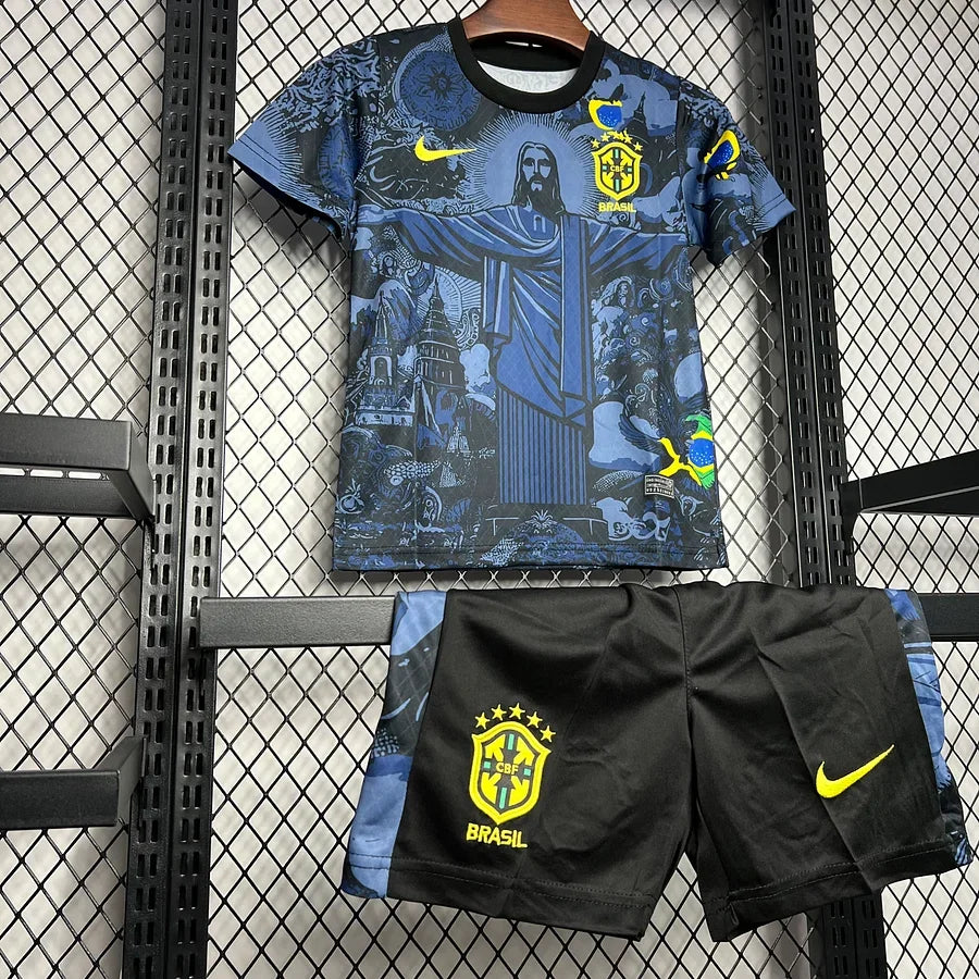 Kits enfant Brésil Le 12 -ème Maillot, maillot junior pour enfants 2024-2025, en tissu léger avec logo et couleurs du Brésil