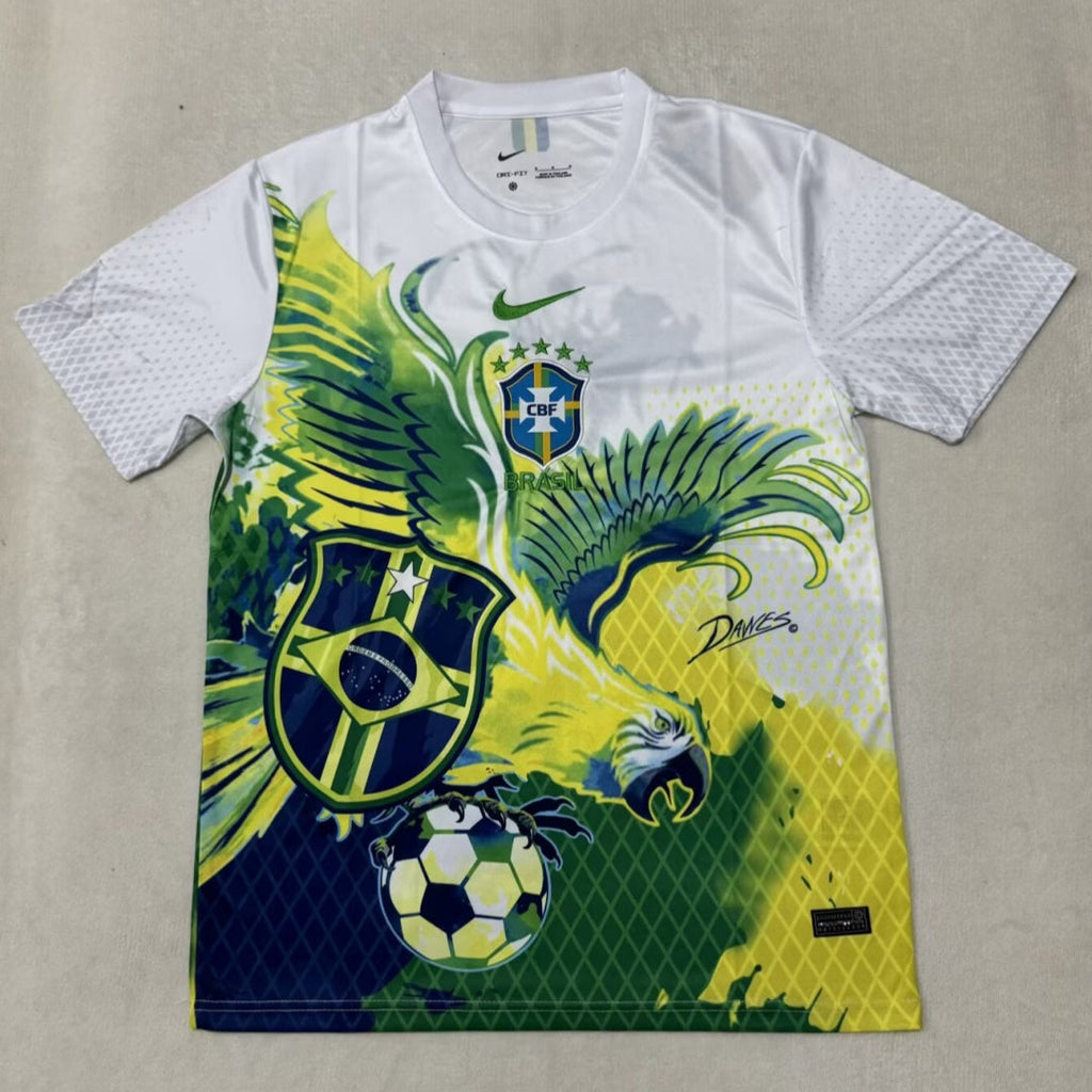 Maillot de football Brésil 25/26, modèle spécial Green Bird de Le 12 -ème Maillot, avec logo et design vert vif.