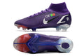 Crampons Mercurial Superfly IX Elite pour football, fixation métallique et design léger, vue de côté.