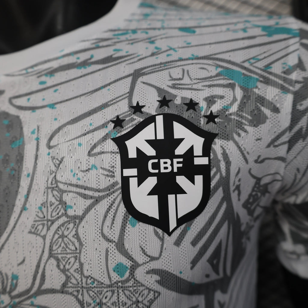 Maillot Brésil 2025-2026, édition spéciale, fabriqué par Le 12, vue de face avec détails du design.