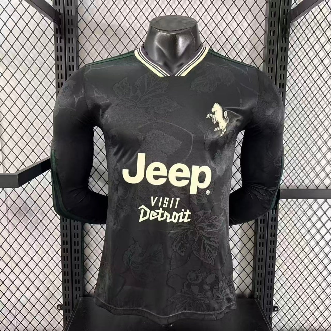Maillot Juventus third pour homme, manches longues, marque Le 12-ème Maillot, en tissu bleu avec logo et détails sportifs.