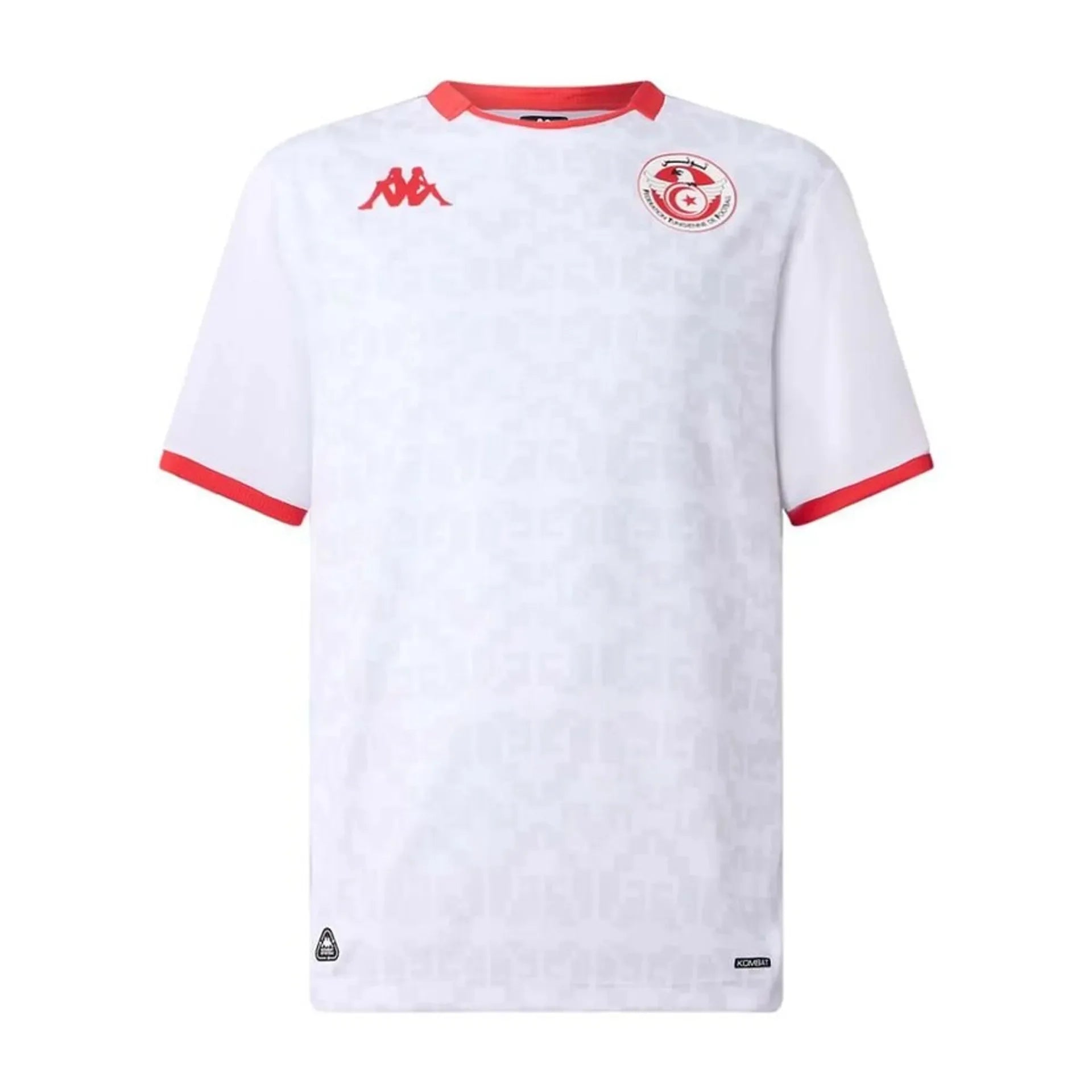 Maillot extérieur de la Tunisie CAN 2025-26, marque Le 12 -ème Maillot, vue front avec logo et couleurs nationales.