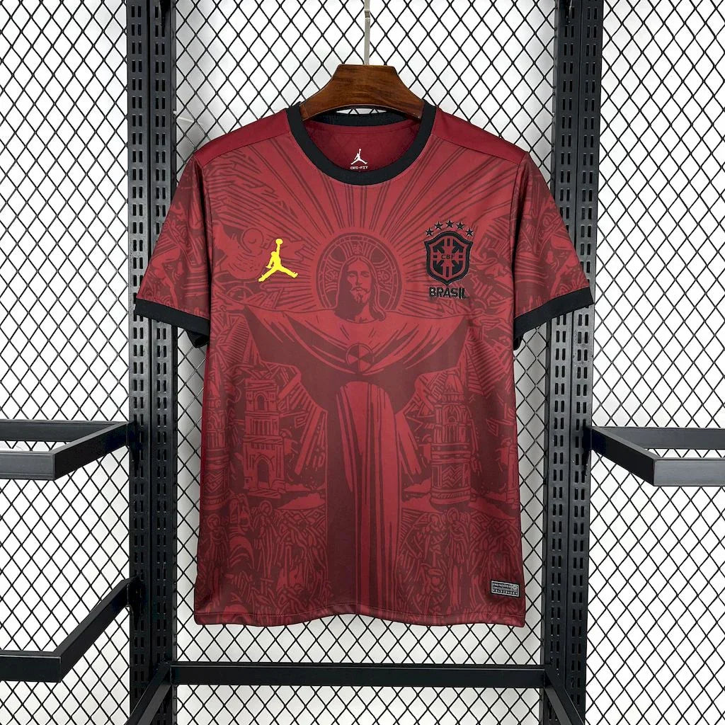Maillot de football Brésil 2025-26 de la marque Le 12 -ème Maillot, vue frontale avec logo et design coloré.