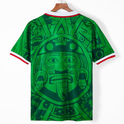 Maillot domicile rétro 1998 Mexique, marque Le 12 -ème Maillot, vue de face avec logo et couleurs traditionnelles.