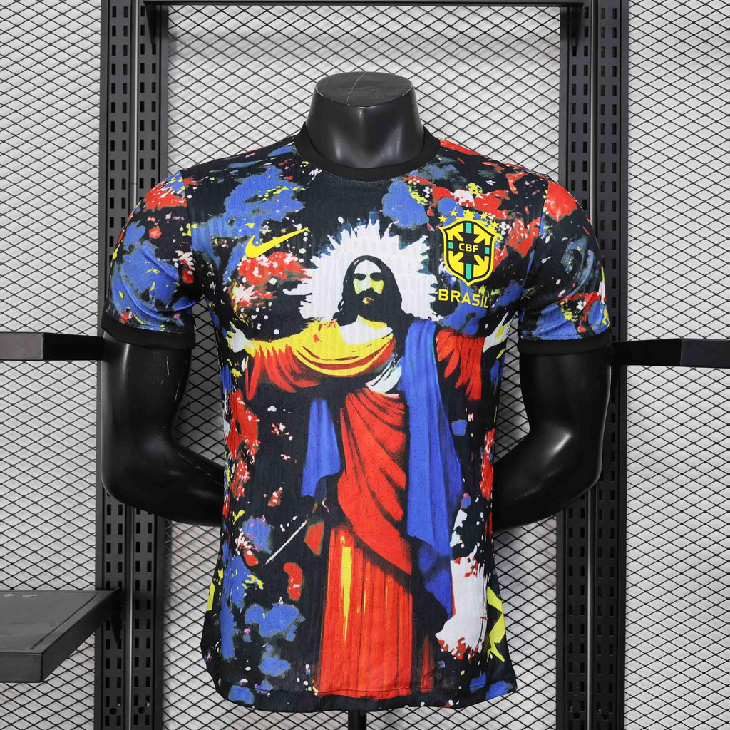 Maillot de football Brésil 2025/26, marque Le 12 -ème Maillot, vue de face avec logo et design coloré.