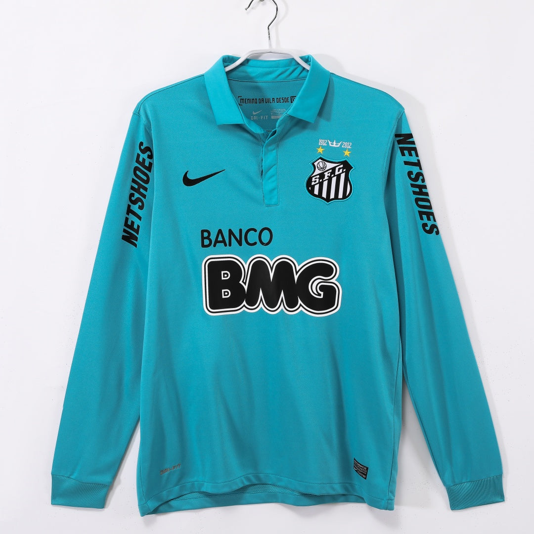 Maillot de football Santos 2011/2012 third rétro manches longues, marque Le 12, logo et design vintage visibles.