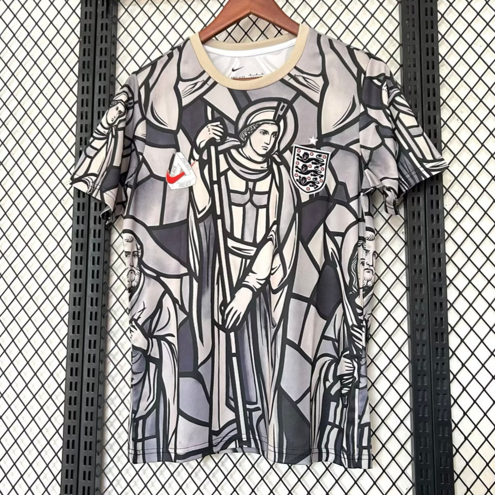 Maillot gris 25/26 de l'équipe d'Angleterre Le 12 -ème Maillot, vue front avec logo et détails du maillot de football.
