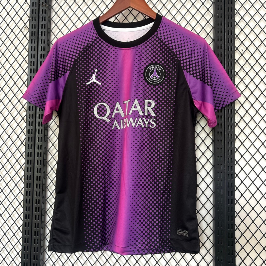 Maillot PSG 25/26 Le 12-ème Maillot violet pour enfants, maillot de football avec logo du Paris Saint-Germain.