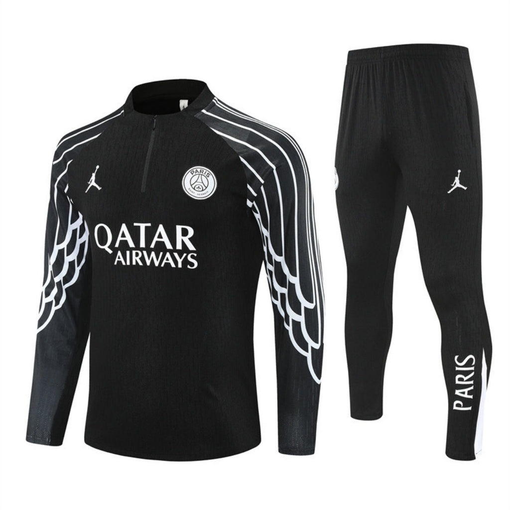 Ensemble de football PSG Spécial noir pour enfants 25/26, maillot de la marque Le 12 -ème Maillot, avec logo et détails noirs
